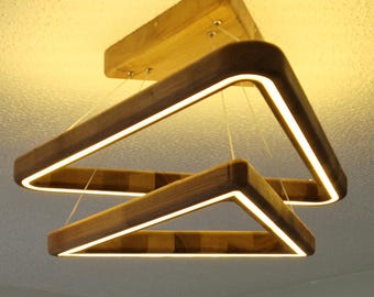 Handcrafted Modern Led Ceiling Light, Walnut Pendant Light Ivylux Trianglux Series