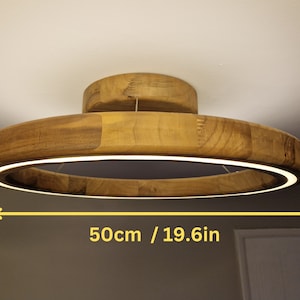 Lampada da soffitto a LED Ivylux realizzata artigianalmente in legno di noce con luce calda dimmerabile immagine 7