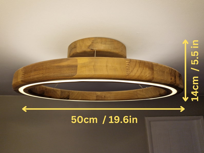 Ivylux Handcrafted Walnut Wooden LED Ceiling Lamp with Dimmable Warm Light image 7