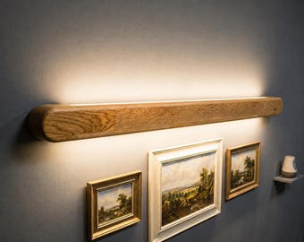 Wall light Scone Linear, Solid Oak wood, Up and Down light Dimmable LED lamp