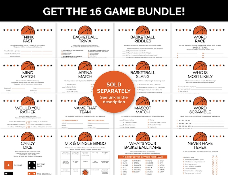 Basketball Riddles, Printable Riddle Me This Game for a Basketball Team ...