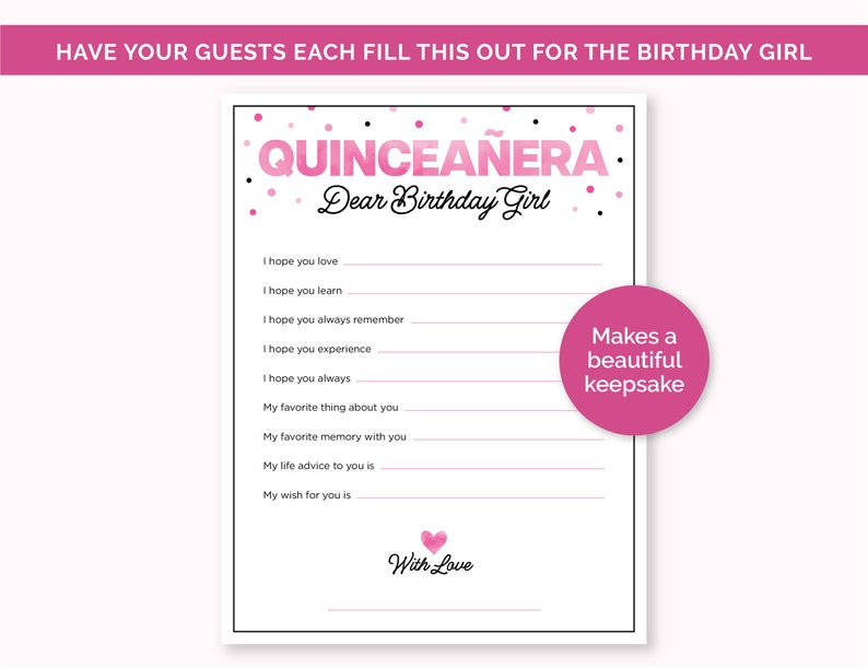 Quinceañera Games for Girls, Printable 15th Birthday Game Bundle, Pink
