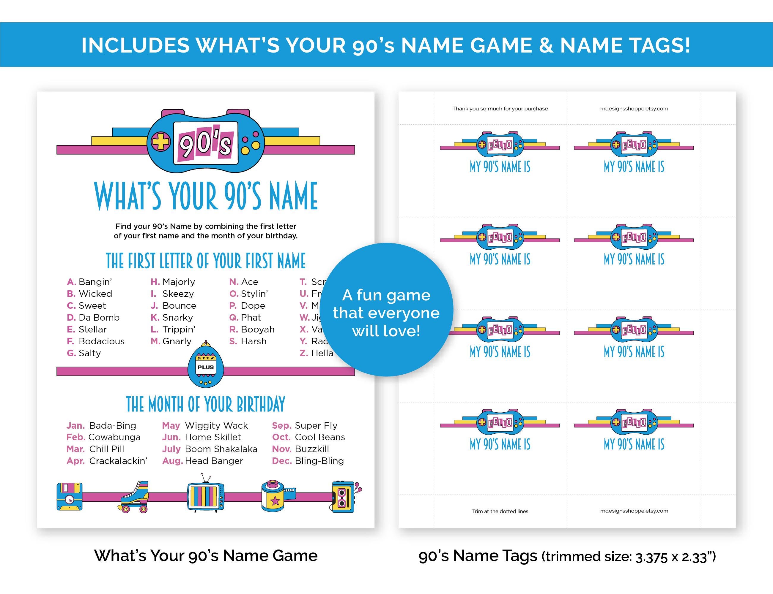 90s Party Games, Printable Game Bundle for a 90s Theme Party, Games for ...