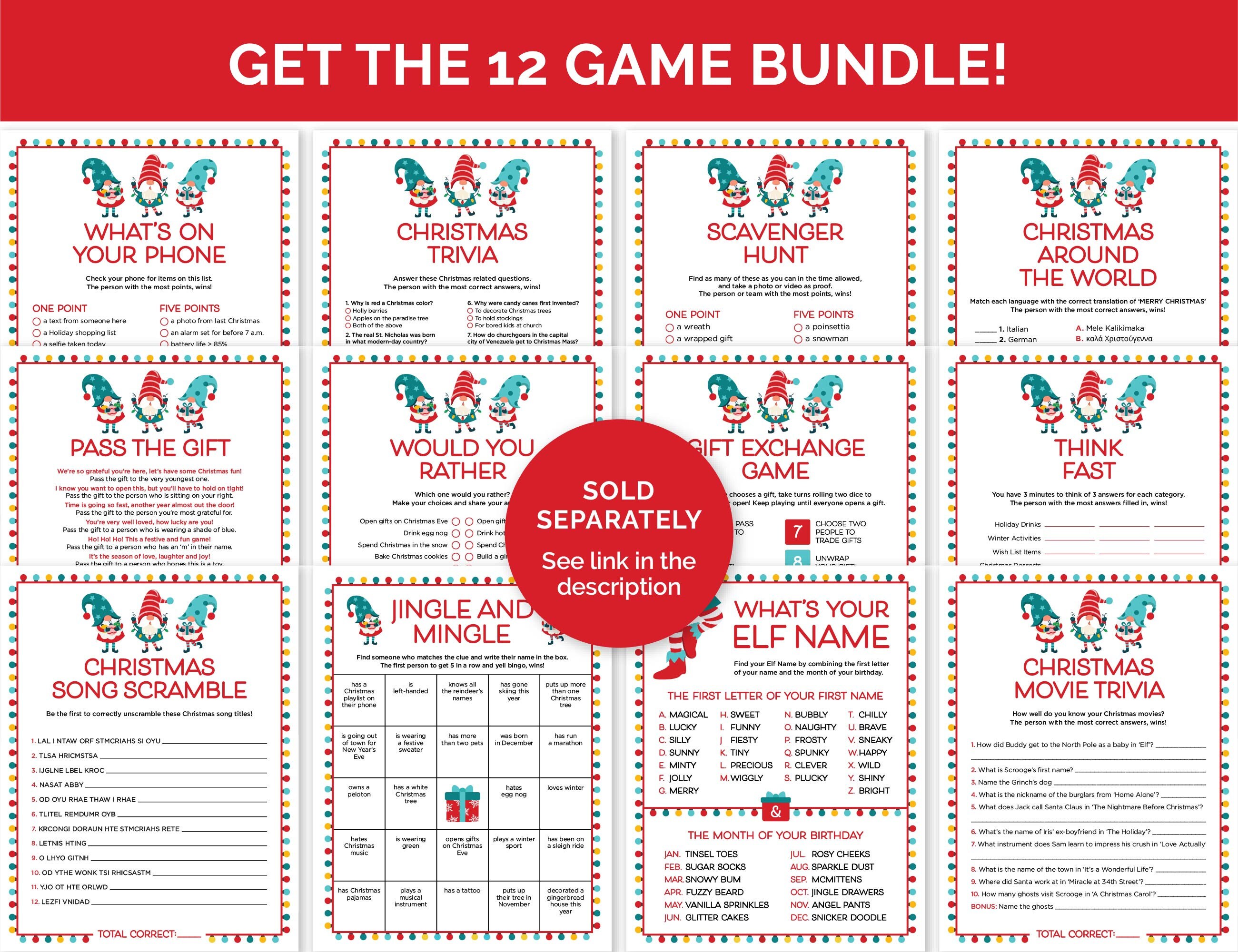 Christmas Pass the Gift Game, Printable Pass the Present Holiday Party ...