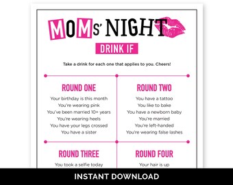 Moms Night Drink If, Printable Drinking Game for a Moms Social Club, Fun Bar Game for Moms Night Out, Ladies Night Drink Up Game for Adults