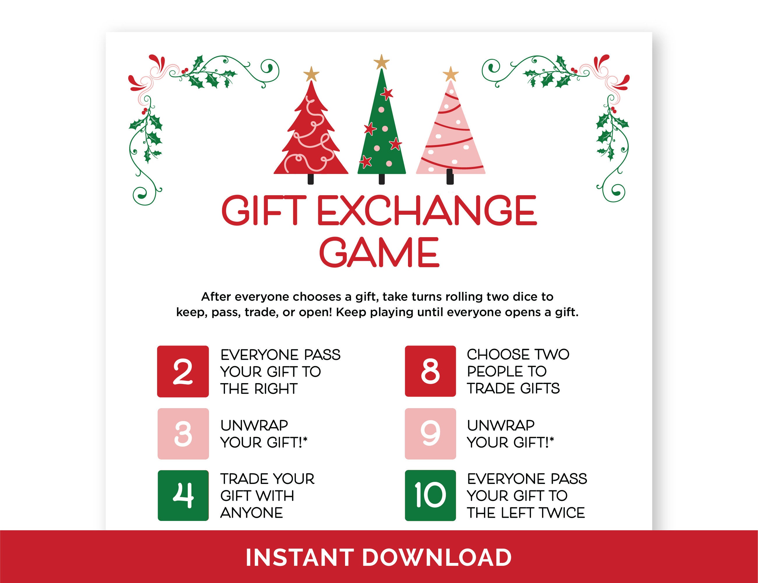 Ladies Night Christmas Gift Exchange Game, Printable White Elephant