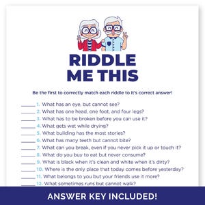 Senior Riddles, Riddle Me This bejaardentehuisspel, grappen voor senioren, hersenkrakers voor ouderen, feestspel senioren.