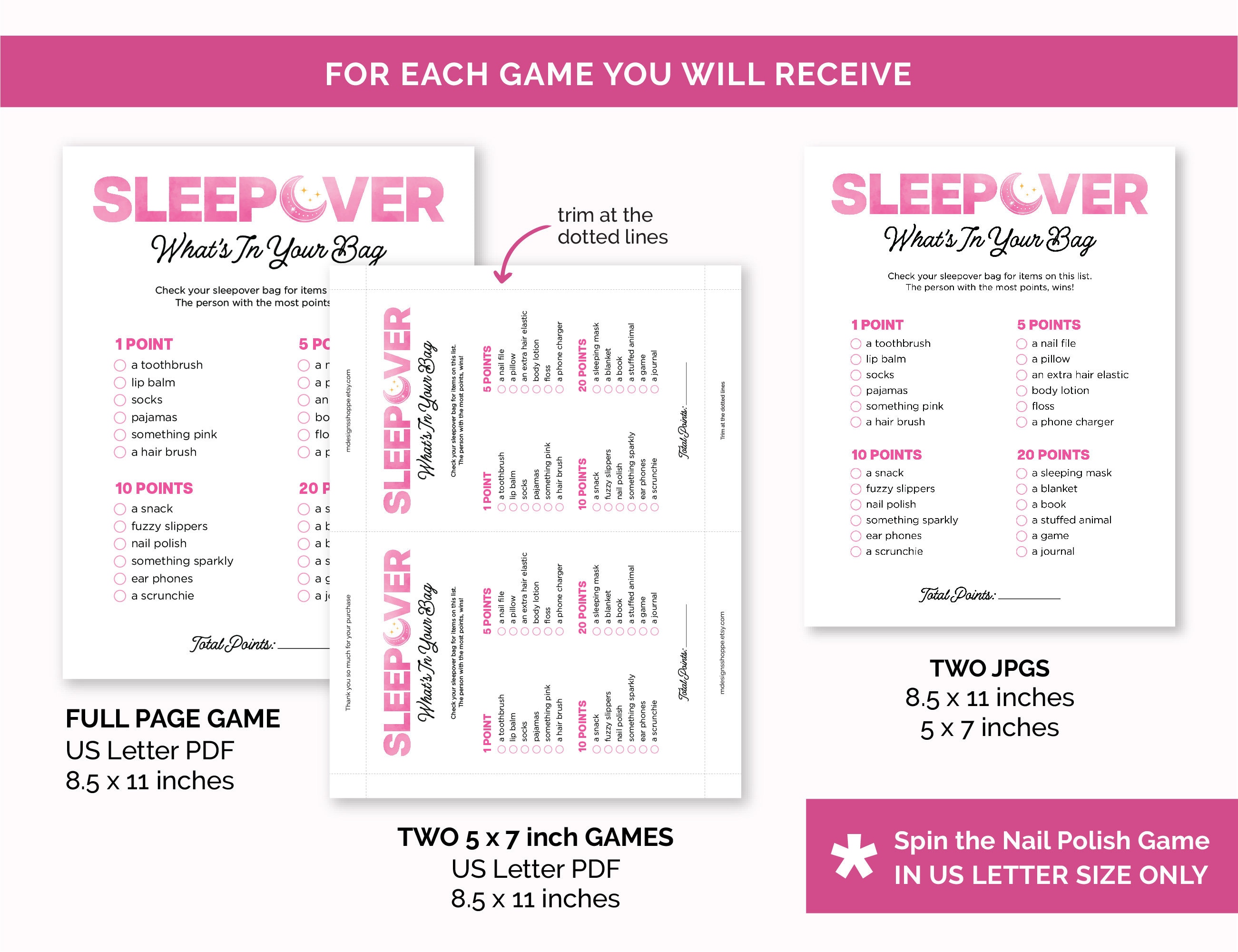 Sleepover Birthday Party Games, Printable Games Bundle for a Slumber ...