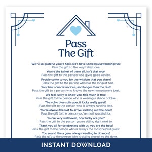 Housewarming Pass The Gift Game, Printable Pass The Present Housewarming Party Game, New Home Pass The Prize Game for Groups, New House Game