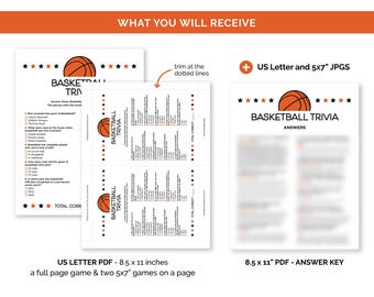 Basketball Trivia Game, Printable Quiz With Answers for a