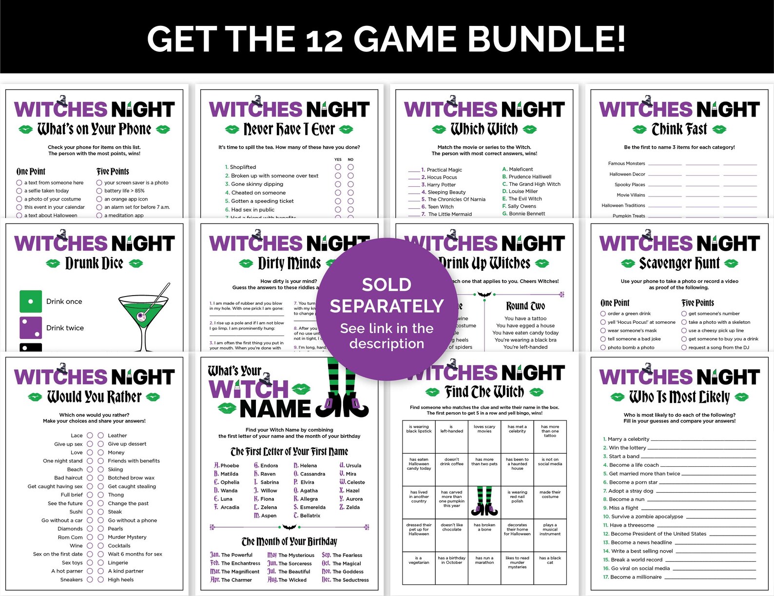 Find the Witch Bingo Game, Editable Witches Night Find the Guest Game ...