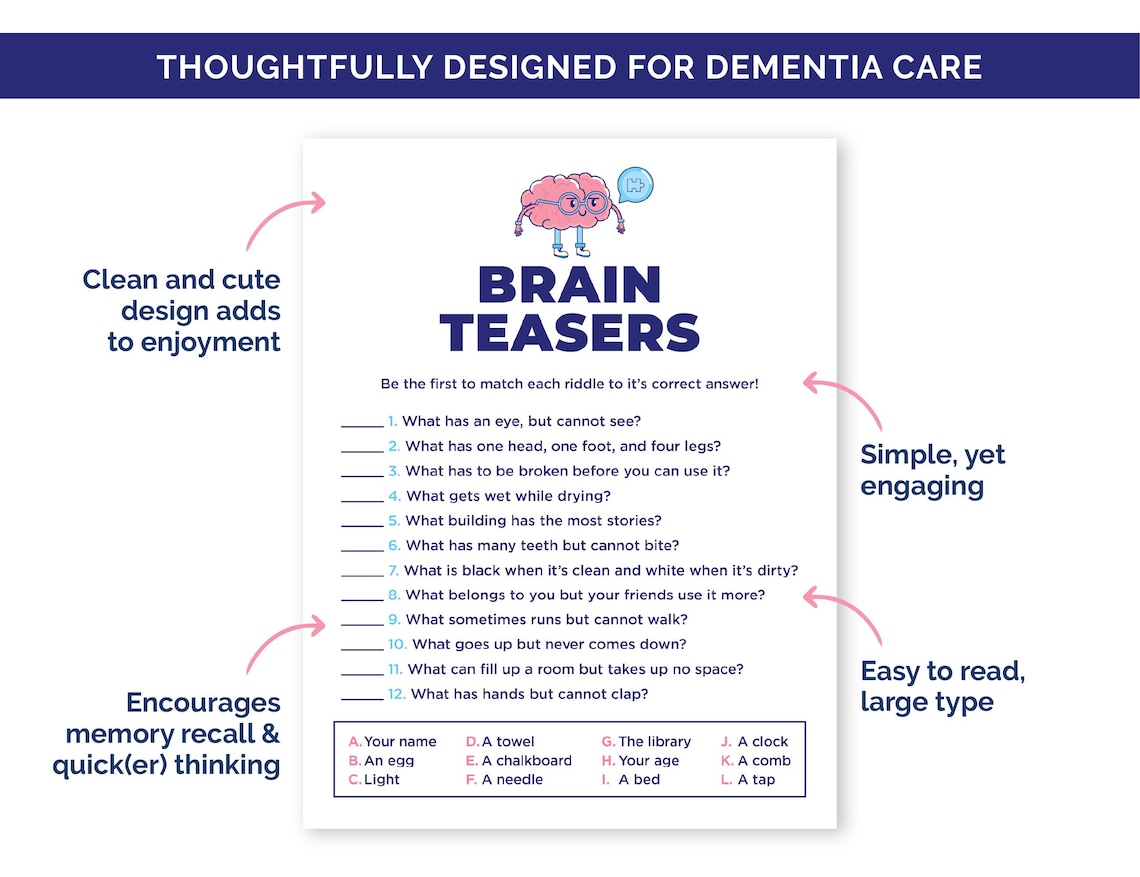 Dementia Unit Code Riddle Dementia Brain Teasers, Simple Riddles for Senior Citizens, Brain ...