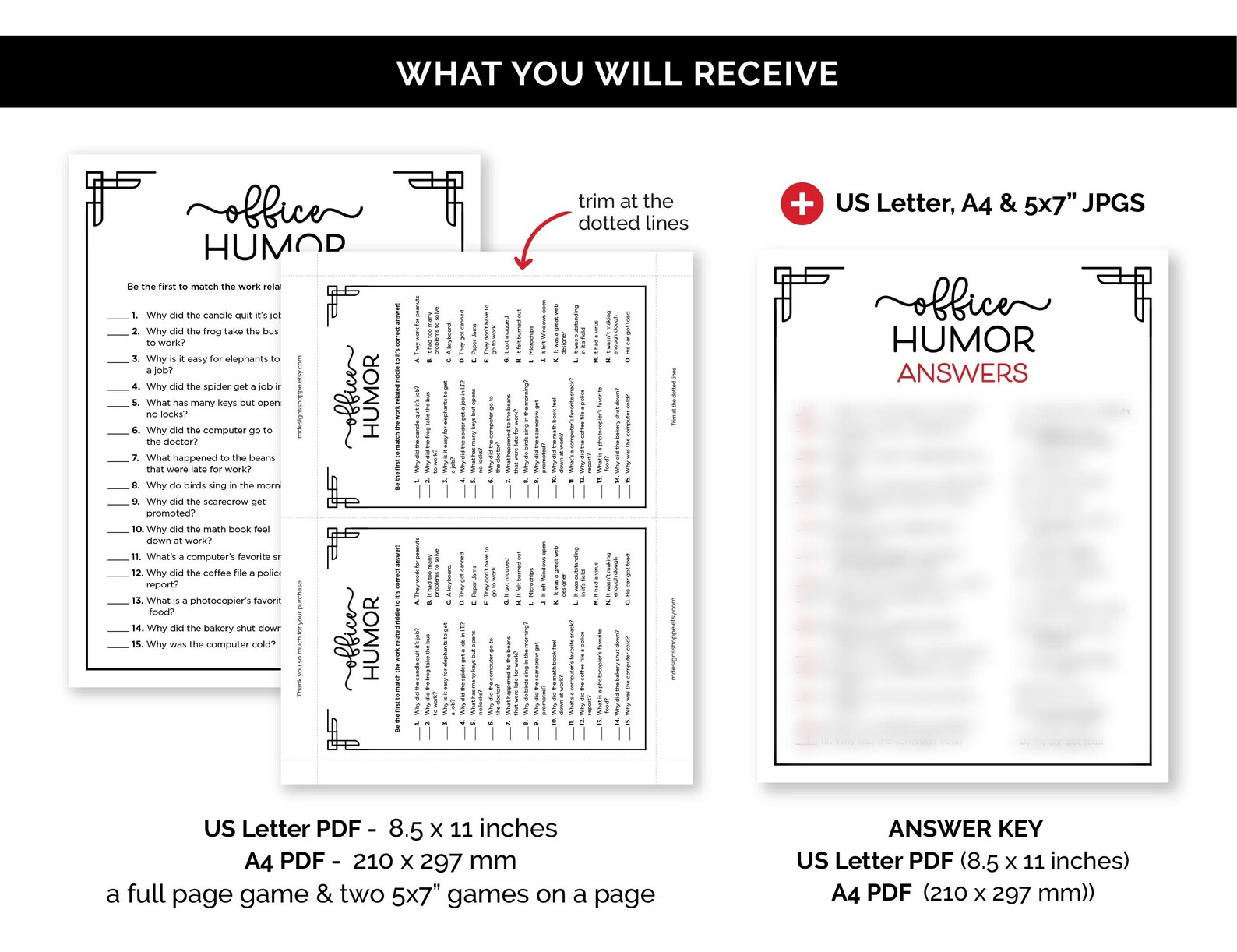 Office Humor Game, Printable Riddles for a Work Party, Workplace Jokes ...