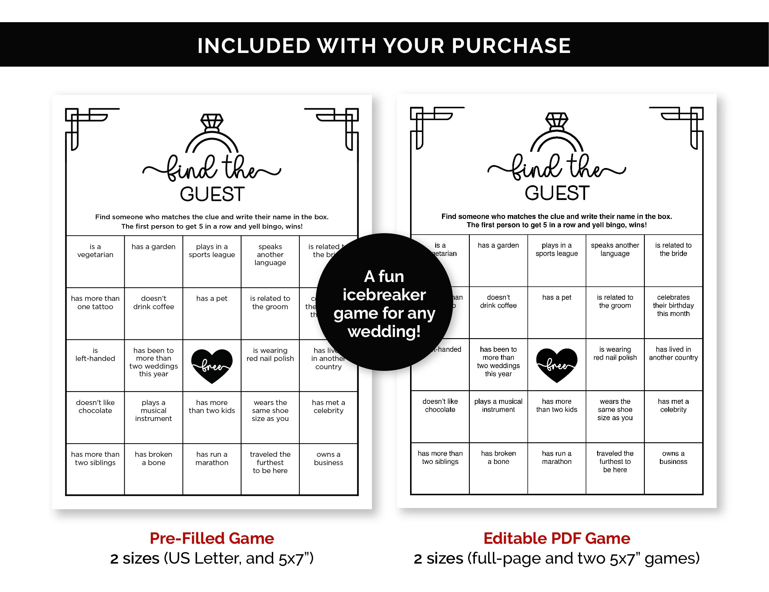 Hoolerry Find The Guest Bingo Game - 50 Cards For Bridal Shower, Baby Shower & Wedding Party Activities - View #3