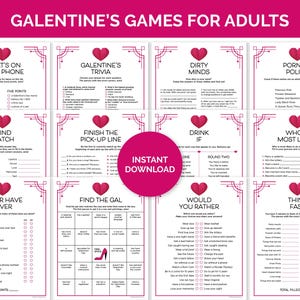Galentine's Games for Adults, Printable Games Bundle for a Galentine's Day Party, Adult Galentines Day Games, Ladies Night Valentine's Games image 1