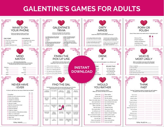 Galentine's Games for Adults, Printable Games Bundle for a Galentine's Day Party, Adult Galentines Day Games, Ladies Night Valentine's Games
