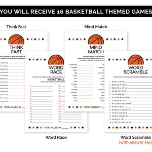 Basketball Games, Printable Games Bundle for a Basketball Team Party, Travel Basketball Team Building Games, Basketball Birthday Games. image 2
