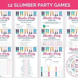 Slumber Party Games Bundle, Printable Games for Sleepover Party, Preteen & Teen Sleepover Birthday Activities, Pajama Party Games for Girls