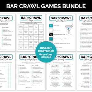 Bar Crawl Games, Printable Bar Hopping Games for a Birthday Bar Crawl, Fun Game Bundle with Bar Crawl Bingo, Scavenger Hunt & Drinking Games