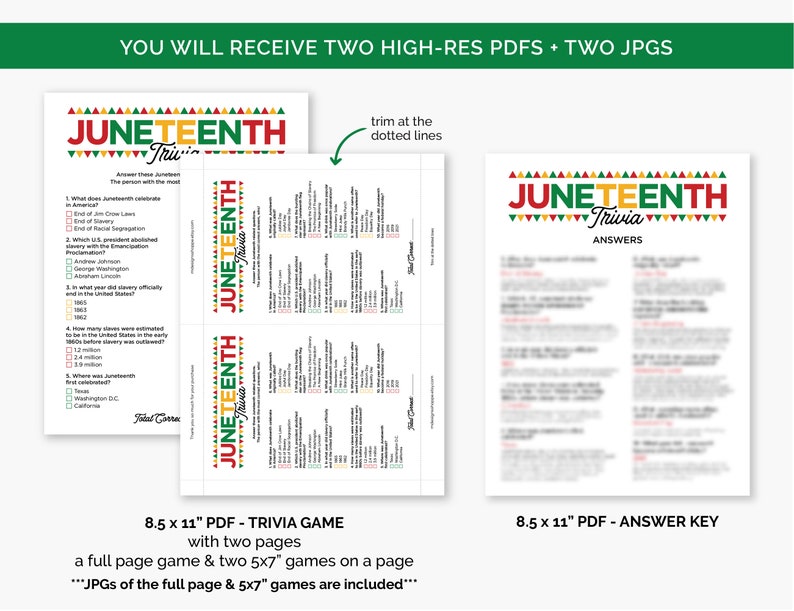 Juneteenth Trivia Game, Printable Black History Quiz, Juneteenth Game ...