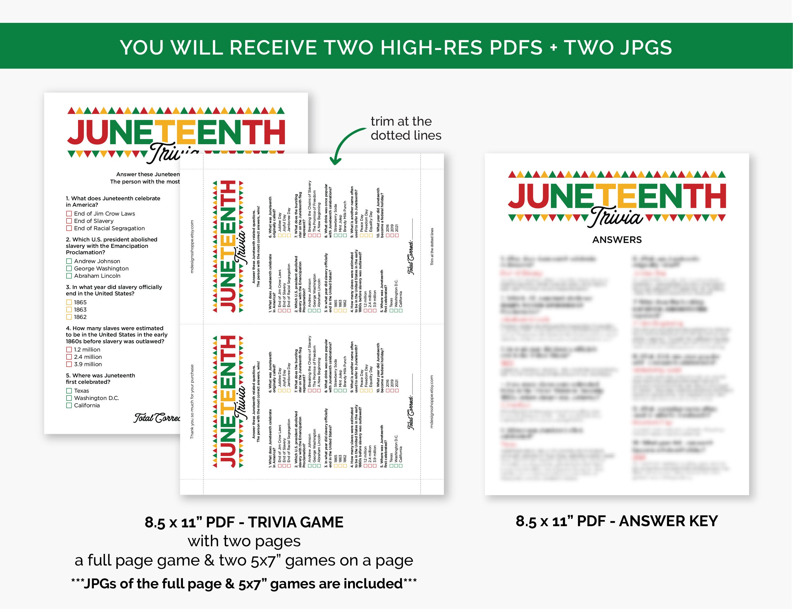 Juneteenth Trivia Game Printable Black History Quiz - Etsy Canada