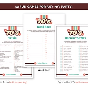 70s Party Games, Printable Games Bundle for a Retro 70s Theme Party ...