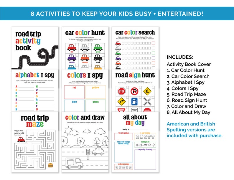 Road Trip Games for Kids, Printable Car Ride Activities, Road Trip ...