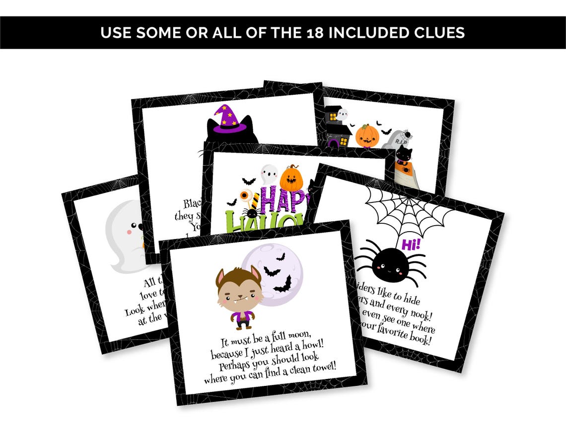 Halloween Scavenger Hunt for Kids, Printable Indoor Halloween Treasure ...