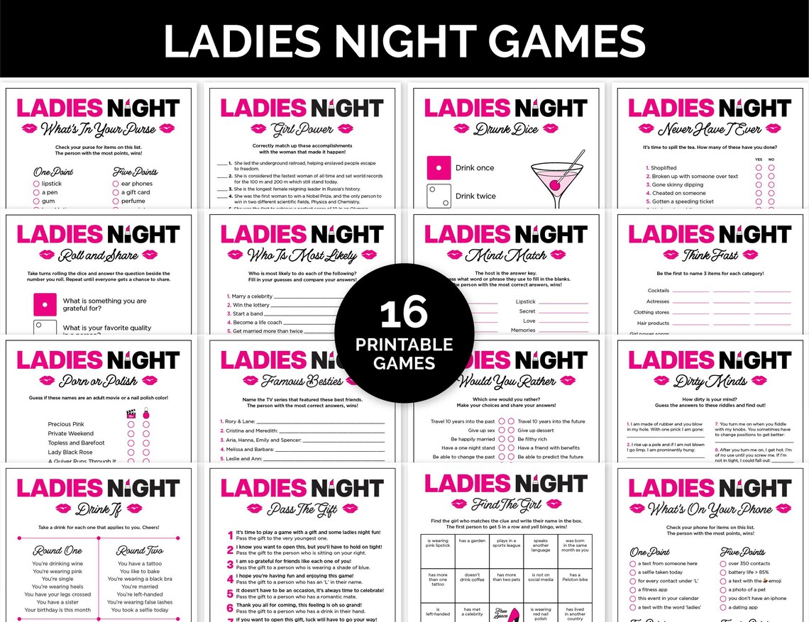 Ladies Night Games, Printable Game Bundle for a Girls' Night, Girls ...