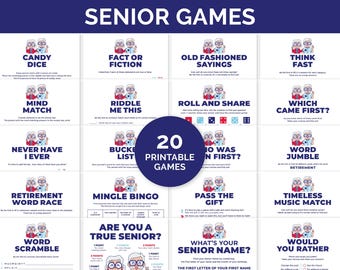 Senior Games, Retirement Home Party Games for Senior Citizens, Icebreaker Games for the Elderly, Memory & Brain Games for a Seniors Centre.
