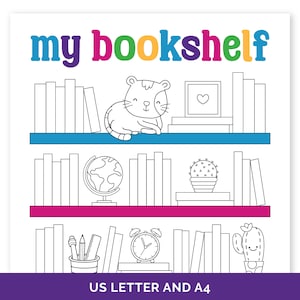 Reading Tracker for Kids, Printable Bookshelf Tracker, 50 Books Summer Reading Challenge Tracker, Summer Activity, Homeschool Reading Log