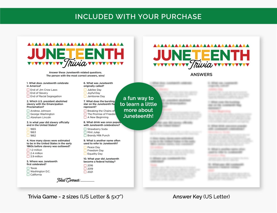 Trivia Game, Printable Black History Quiz, Game