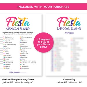 Fiesta Mexican Slang Game, Printable Trivia Game for a Fiesta Birthday ...