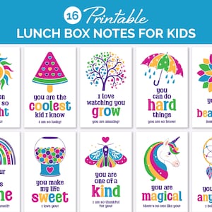 Notas imprimibles de la lonchera para niños, notas motivacionales de la lonchera, tarjetas de aliento para preadolescentes y adolescentes, notas inspiradoras de mamá para el almuerzo