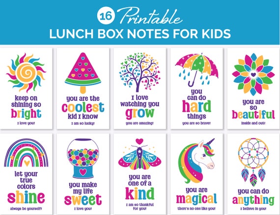 Printable Lunch Box Notes for Kids, Motivational Lunchbox Notes, Encouragement Cards for Tweens & Teens, Inspirational Lunch Notes from Mom