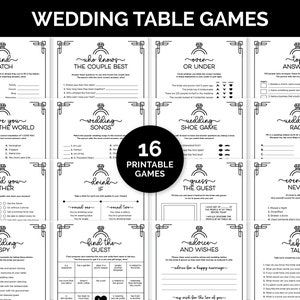 Giochi da tavolo per matrimoni, pacchetto di giochi stampabili per un ricevimento di nozze, giochi per l'aperitivo per gli invitati al matrimonio, giochi rompighiaccio per il giorno delle nozze.