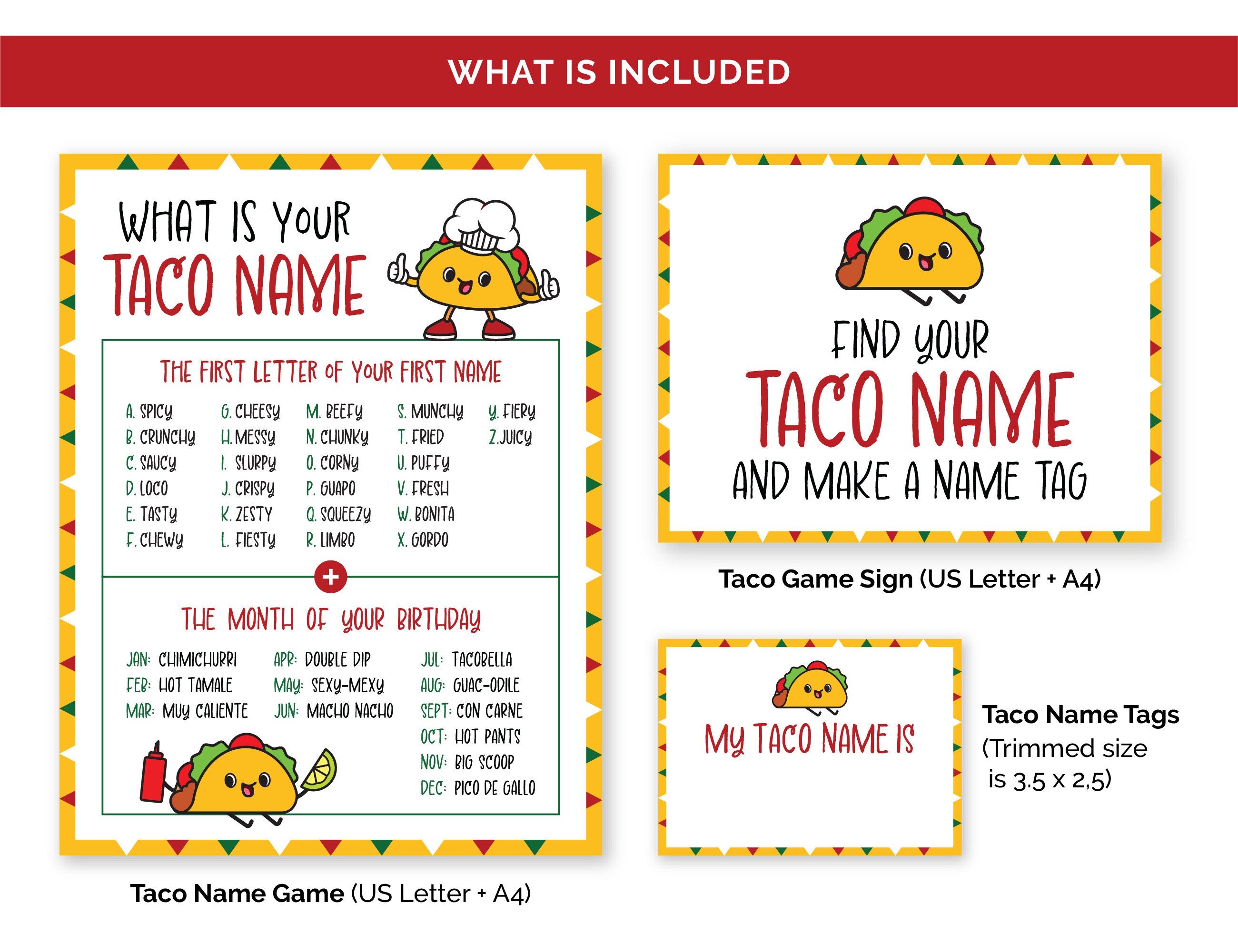 What is Your Taco Name Game, A Printable Game for Cinco De Mayo, a ...