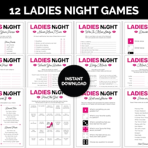 Ladies Night Games, Printable Game Bundle for a Girls&#39; Night, Girls&#39; Weekend, or Girls&#39; Trip, Fun Ladies Night Out Group Games for Adults