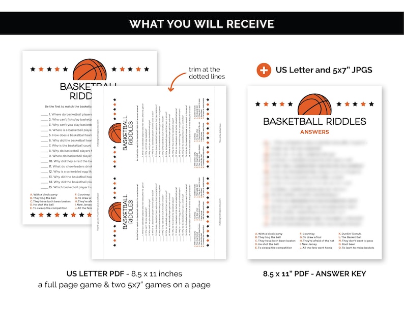 Basketball Riddles, Printable Riddle Me This Game for a Basketball Team ...
