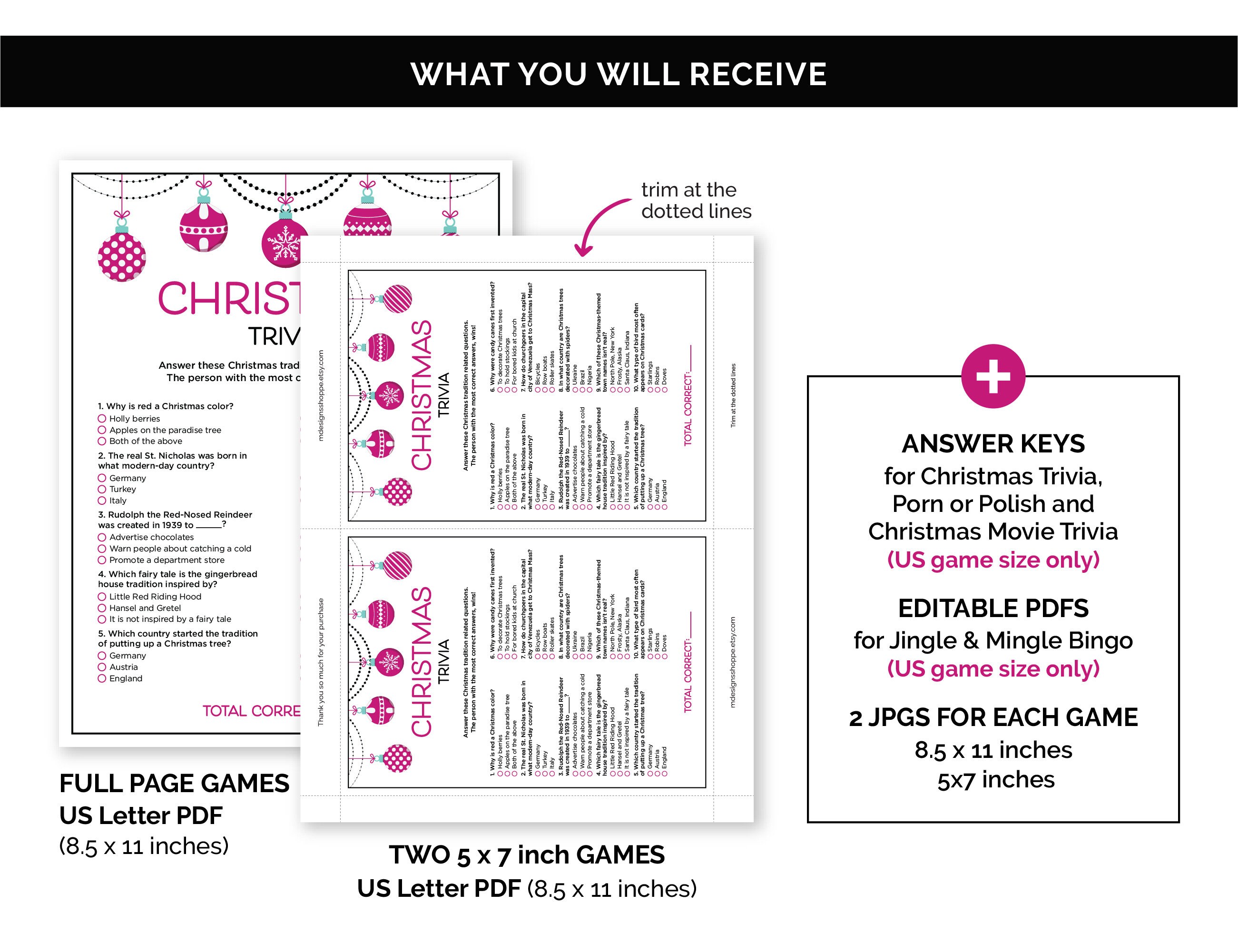 Christmas Ladies Night Games, Printable Games Bundle for a Holiday ...