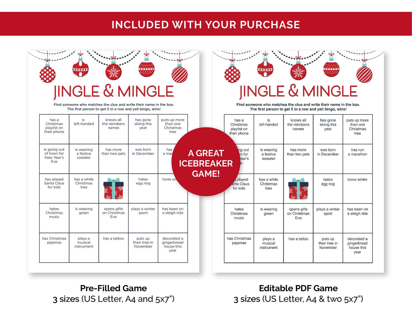 Editable Jingle and Mingle Bingo, Christmas Find the Guest Bingo Game ...