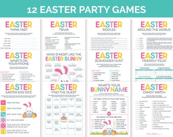 Easter Games Bundle For Adults and Kids, Printable Easter Party Games for Families, Easter Classroom Activities, Fun Easter Family Games.