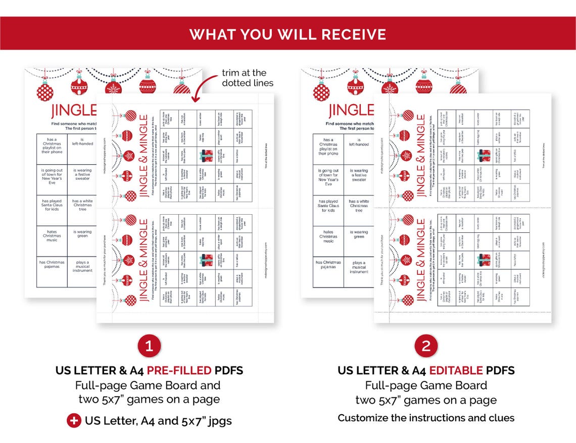 Editable Jingle and Mingle Bingo, Christmas Find the Guest Bingo Game ...