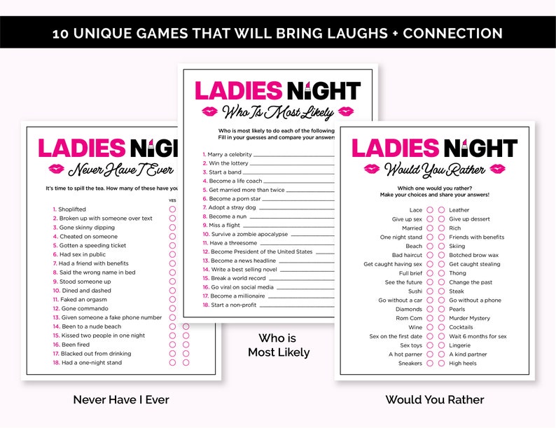 Ladies Night Games Printable Game Bundle for a Girls' - Etsy