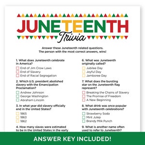 Juneteenth Trivia Game, Printable Black History Quiz, Juneteenth Game for Family, Office or Classroom Party, Juneteenth Celebration Activity