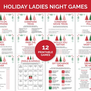 Holiday Ladies Night Games, Printable Games Bundle for a Christmas Girls Night In, Friendsmas Party Games, Christmas Group Games for Adults