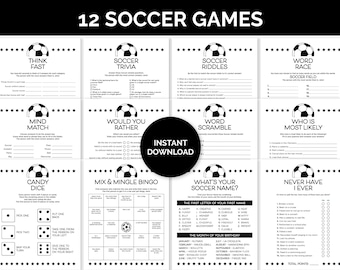Soccer Games, Printable Games Bundle for a Soccer Team Party, Travel Soccer Team Building Games, Soccer-Themed Birthday Party Games for Kids