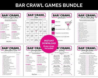Bar Crawl Games Bundle, Printable Bar Hopping Games for a Birthday Bar Crawl, With Find Someone Who Bingo, Scavenger Hunts & Drinking Games
