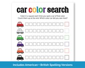 Counting Coloured Cars Printable, Road Trip Game for Kids, Car Scavenger Hunt, Kids Travel Game for Family Road Trip, Long Car Ride Activity
