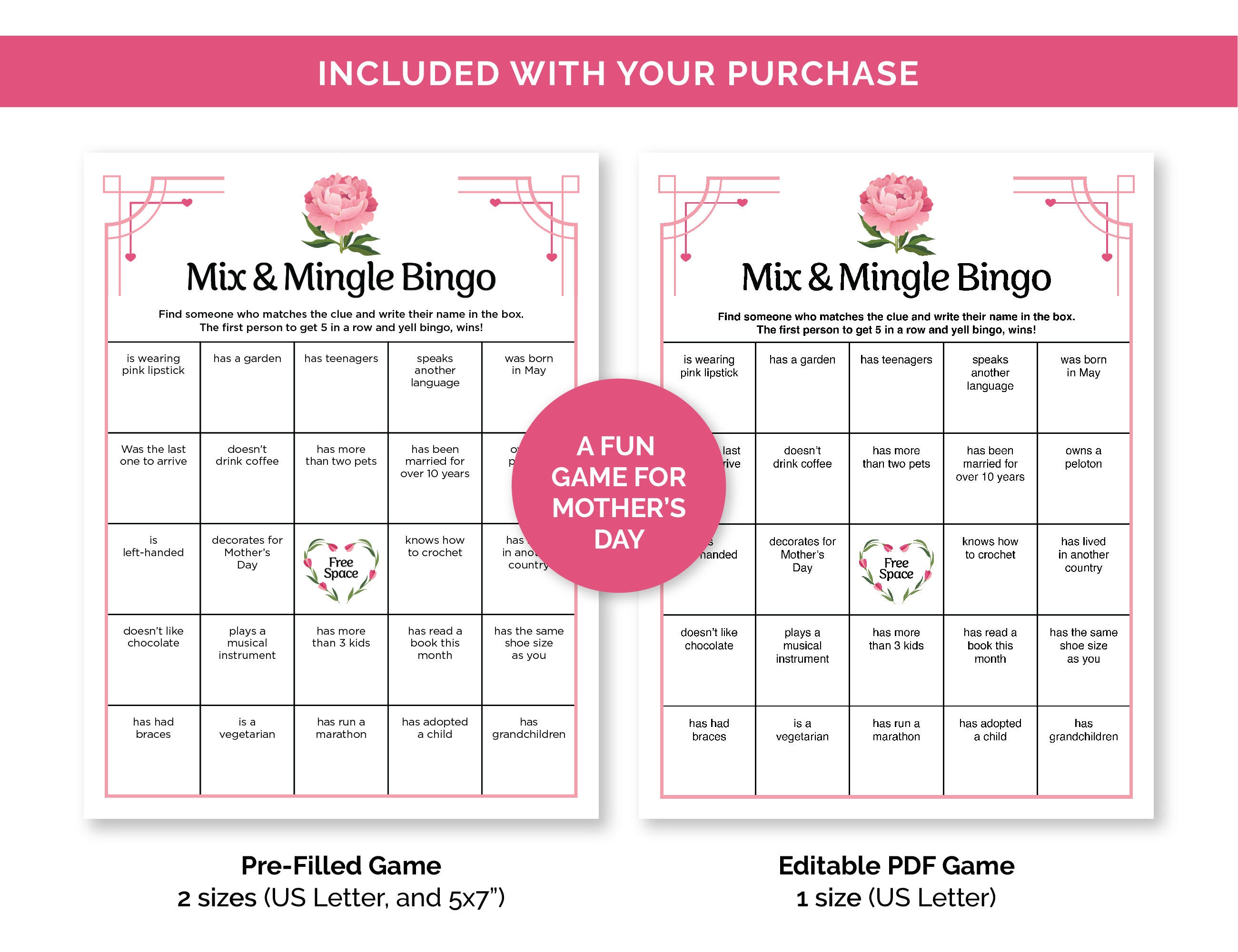 Editable Mother's Day Find the Guest Bingo, Icebreaker Game for a ...